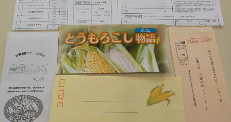 今年のトウモロコシのDM、本日発送しました